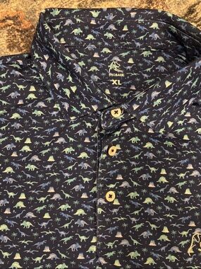 Rhoback | Men’s Polo - Dinosaur Print Size XL 🦕